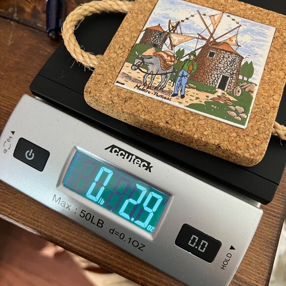 VTG Portugal Decorative Ceramic Tile Trivet Rope Handles Moleiro Donkey Windmill - Picture 6 of 6